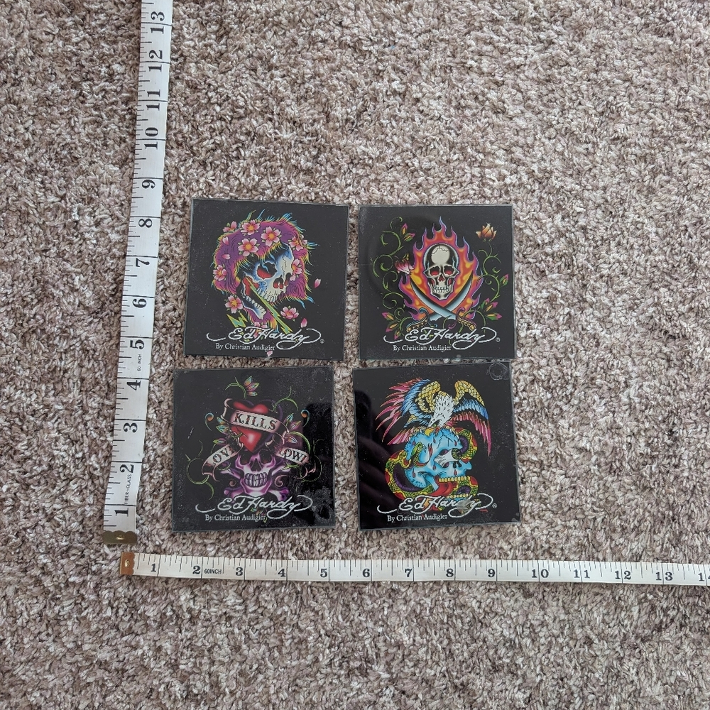 Ed Hardy Colorful Tattoo Coasters